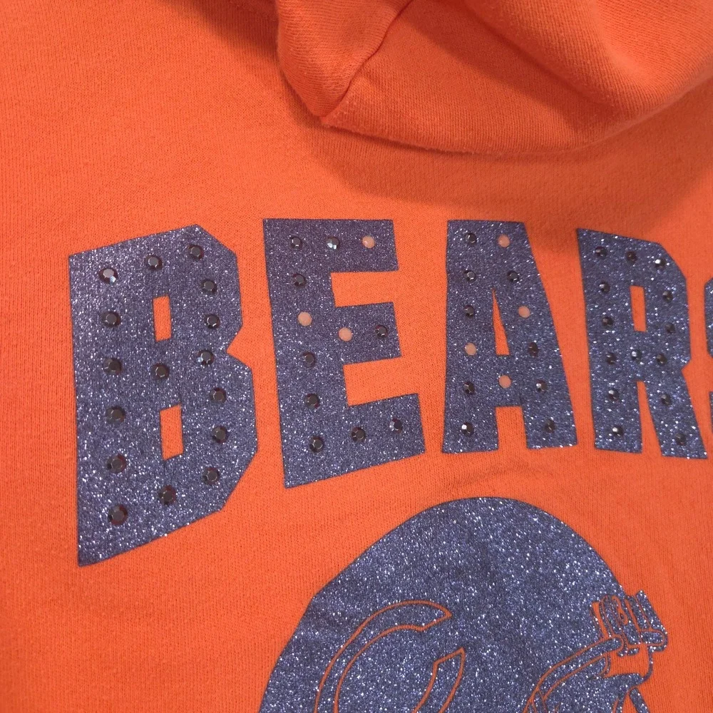 Victoria's Secret PINK Chicago Bears Hoodie S Bling Full Zip Orange Y2K NFL Cozy - Picture 12 of 16